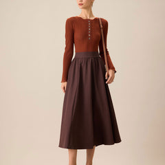 Woodgrain - Round Neck Slim Knit Sweater — view 4 of 7