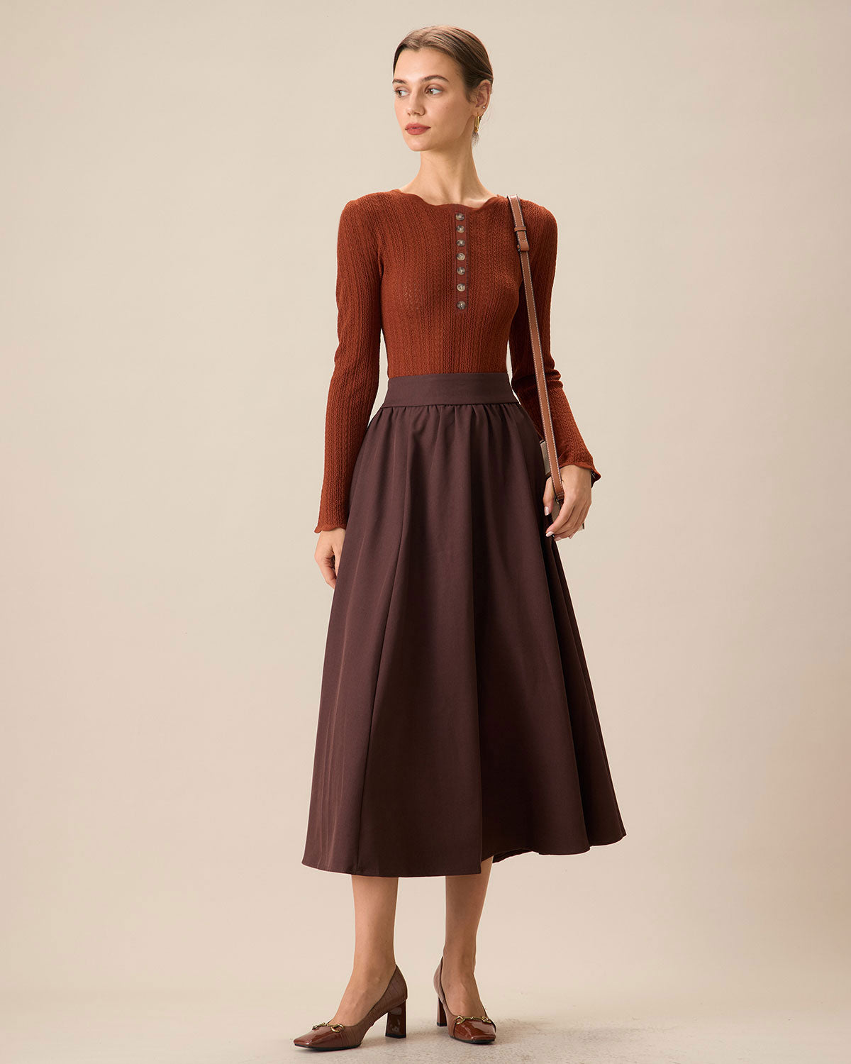 Woodgrain - Round Neck Slim Knit Sweater — view 4 of 7