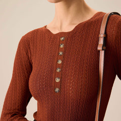 Woodgrain - Round Neck Slim Knit Sweater — view 2 of 7
