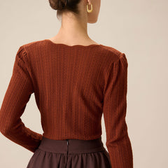 Woodgrain - Round Neck Slim Knit Sweater — view 3 of 7