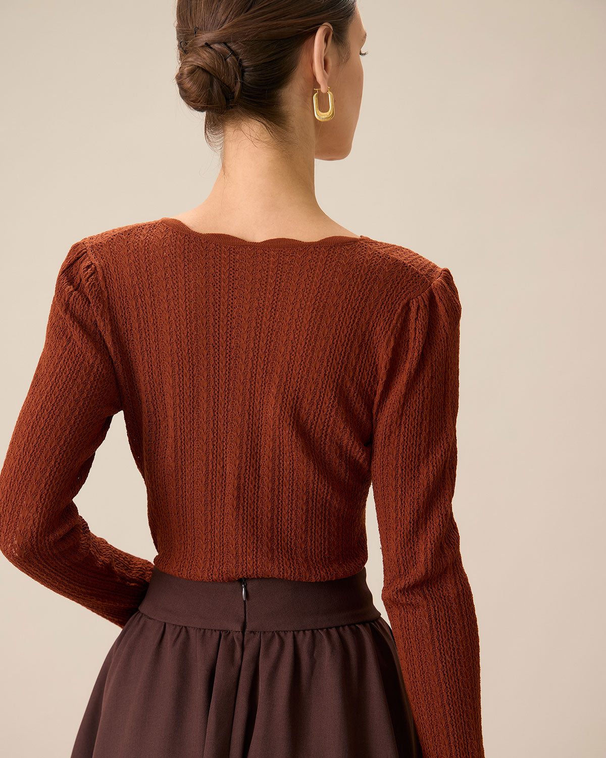 Woodgrain - Round Neck Slim Knit Sweater — view 3 of 7
