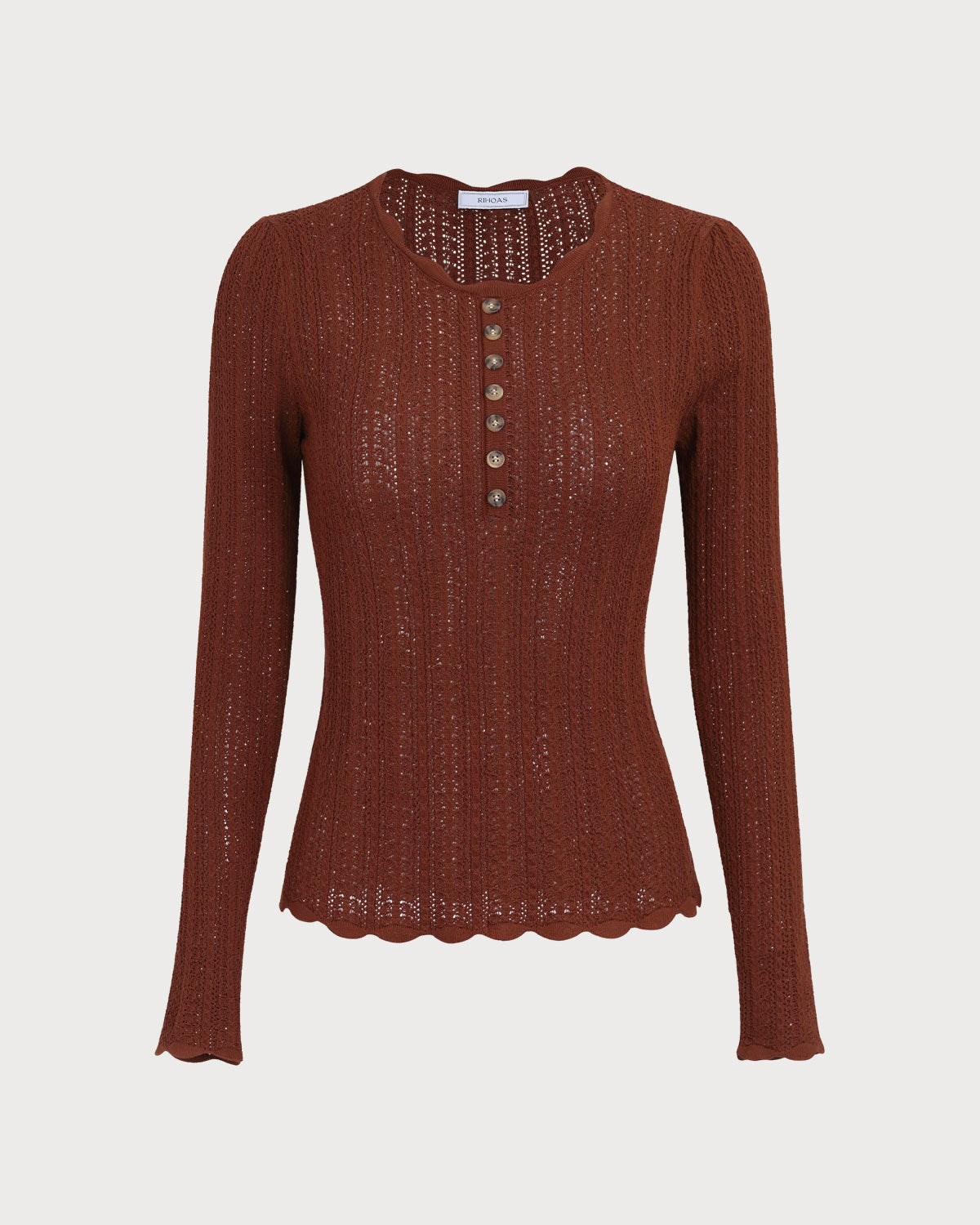 Woodgrain - Round Neck Slim Knit Sweater — view 5 of 7