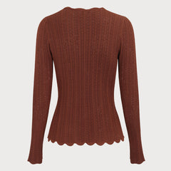 Woodgrain - Round Neck Slim Knit Sweater — view 6 of 7