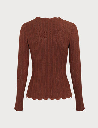 Woodgrain - Round Neck Slim Knit Sweater — view 6 of 7