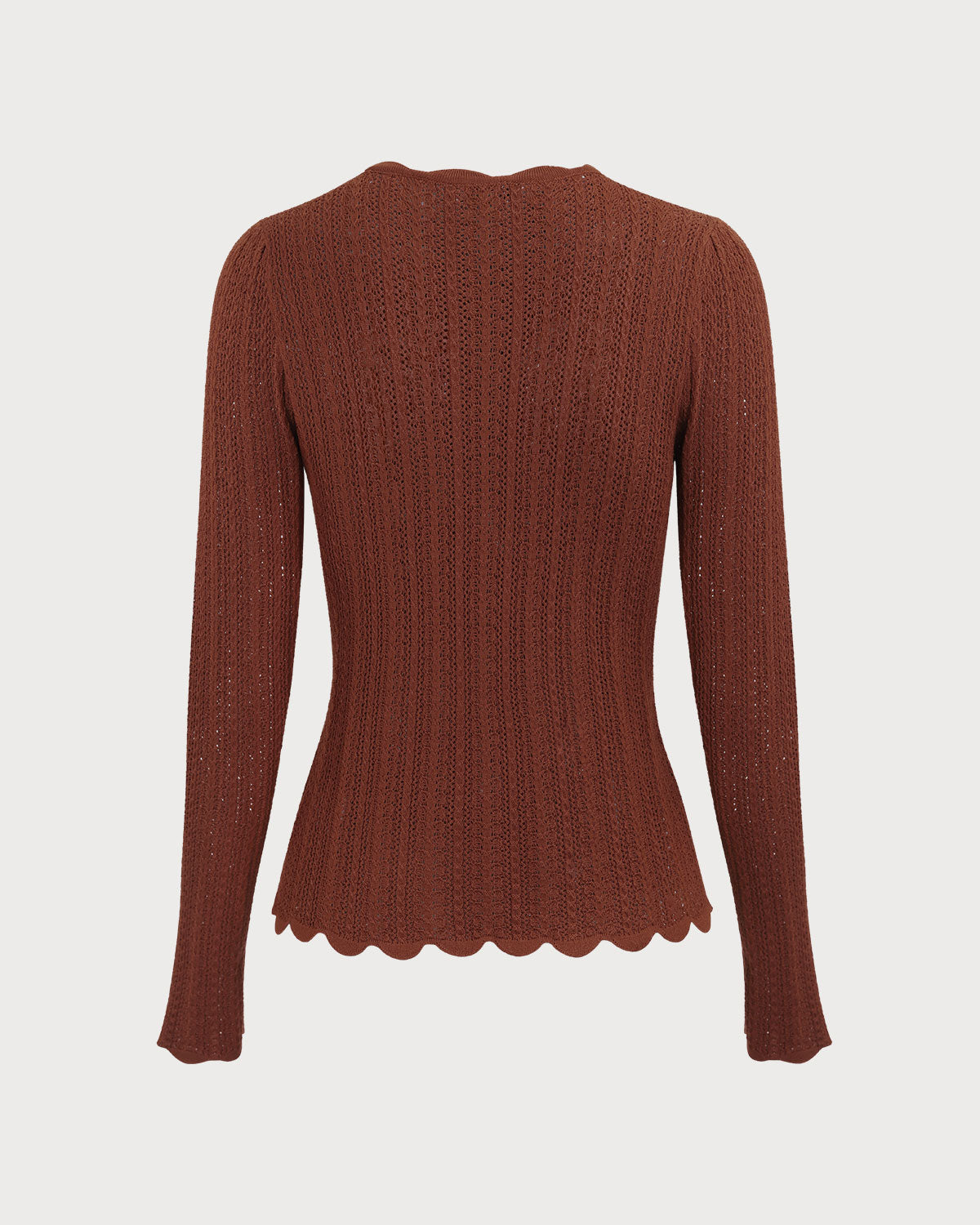 Woodgrain - Round Neck Slim Knit Sweater — view 6 of 7