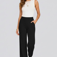 Verrona - Wide Leg High Waist Trousers Casual Office Wear — view 9 of 10