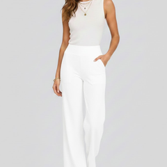 Verrona - Wide Leg High Waist Trousers Casual Office Wear — view 8 of 10