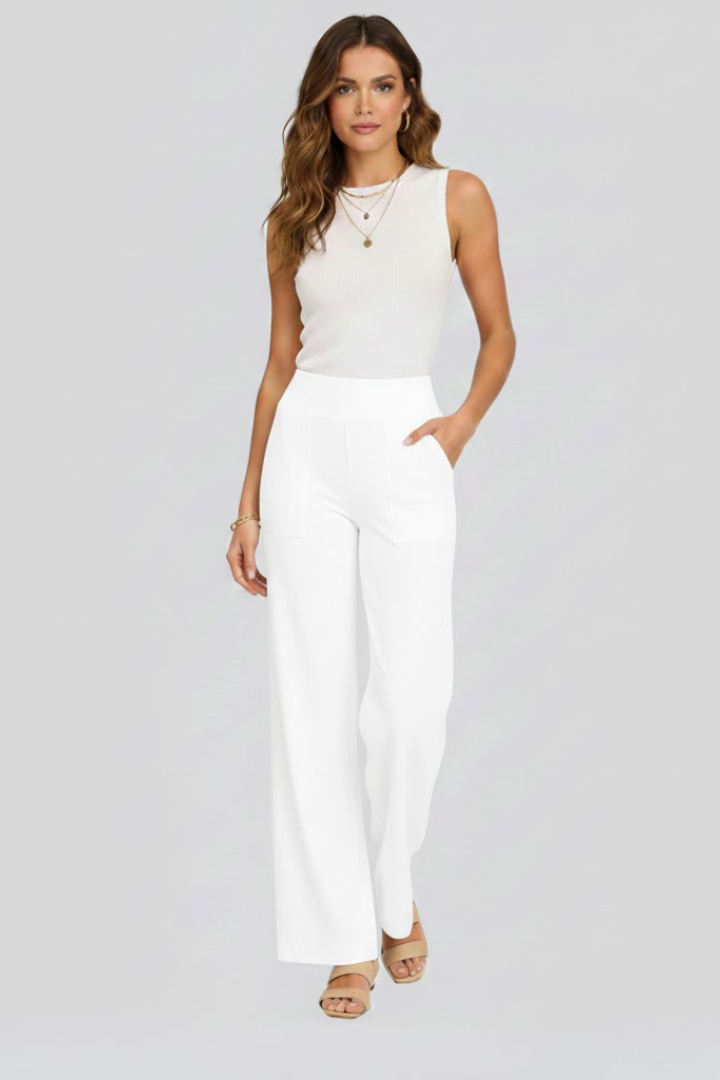Verrona - Wide Leg High Waist Trousers Casual Office Wear — view 8 of 10