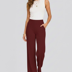 Verrona - Wide Leg High Waist Trousers Casual Office Wear — view 10 of 10