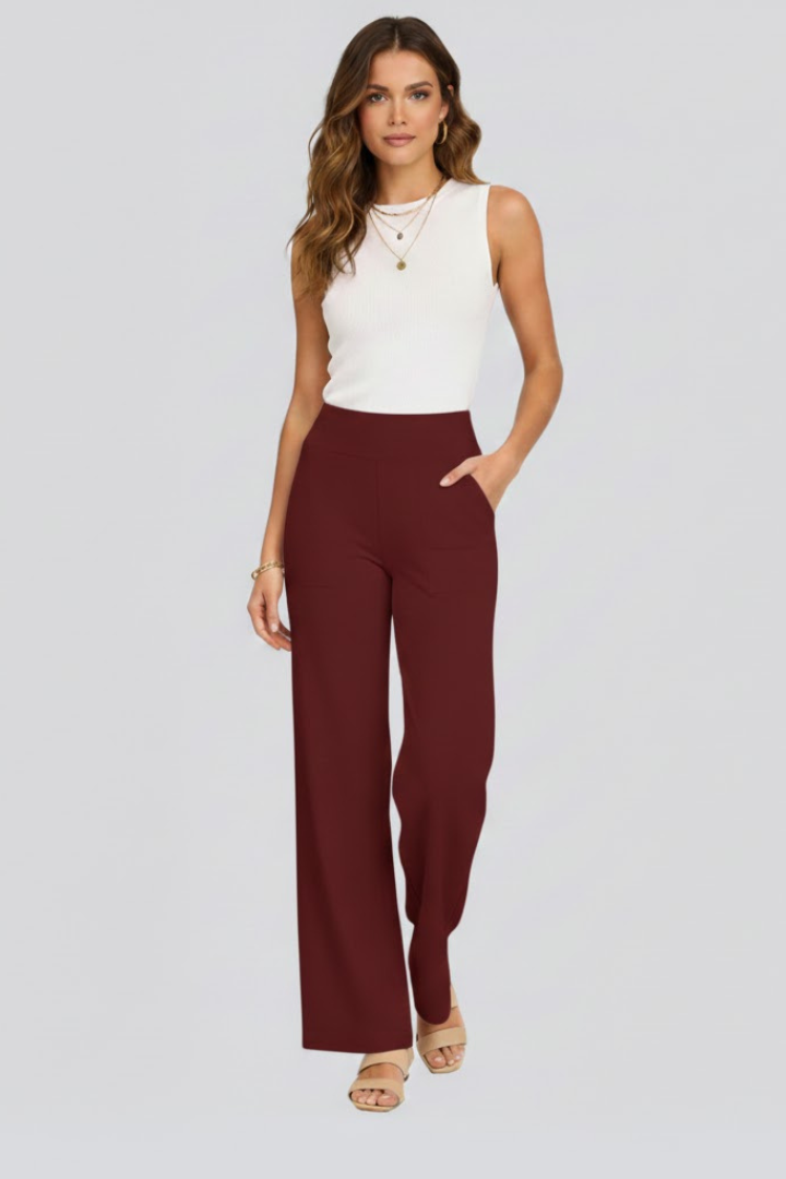 Verrona - Wide Leg High Waist Trousers Casual Office Wear — view 10 of 10