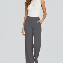 Verrona - Wide Leg High Waist Trousers Casual Office Wear — view 6 of 10
