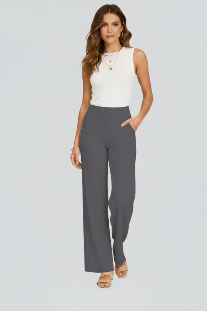 Verrona - Wide Leg High Waist Trousers Casual Office Wear — view 6 of 10