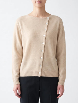Asymora - Asymmetric Button Knit Sweater Layering On Cool Days