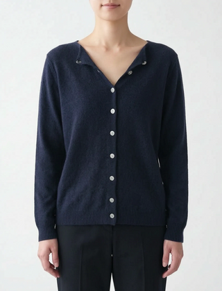 Asymora - Asymmetric Button Knit Sweater Layering On Cool Days