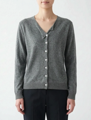 Asymora - Asymmetric Button Knit Sweater Layering On Cool Days