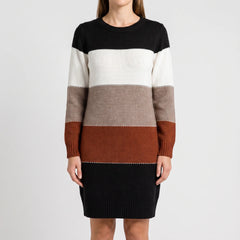 CozyStripe - Color-Block Sweater Dress Everyday Wear