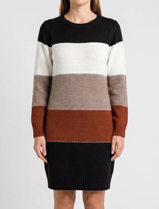 CozyStripe - Color-Block Sweater Dress Everyday Wear