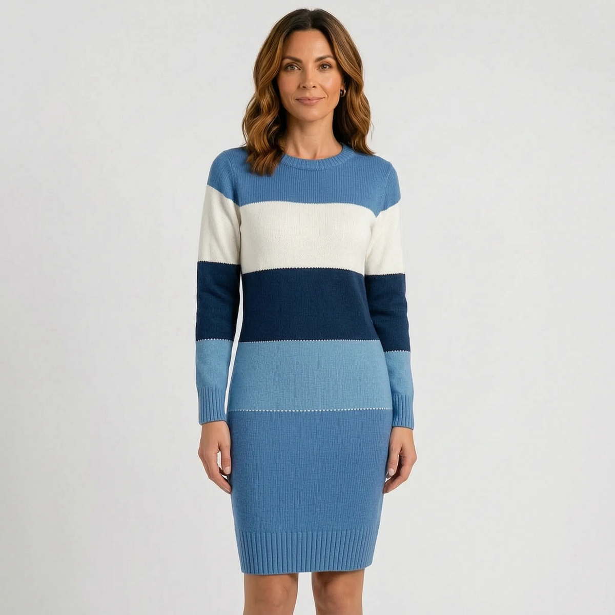 CozyStripe - Color-Block Sweater Dress Everyday Wear