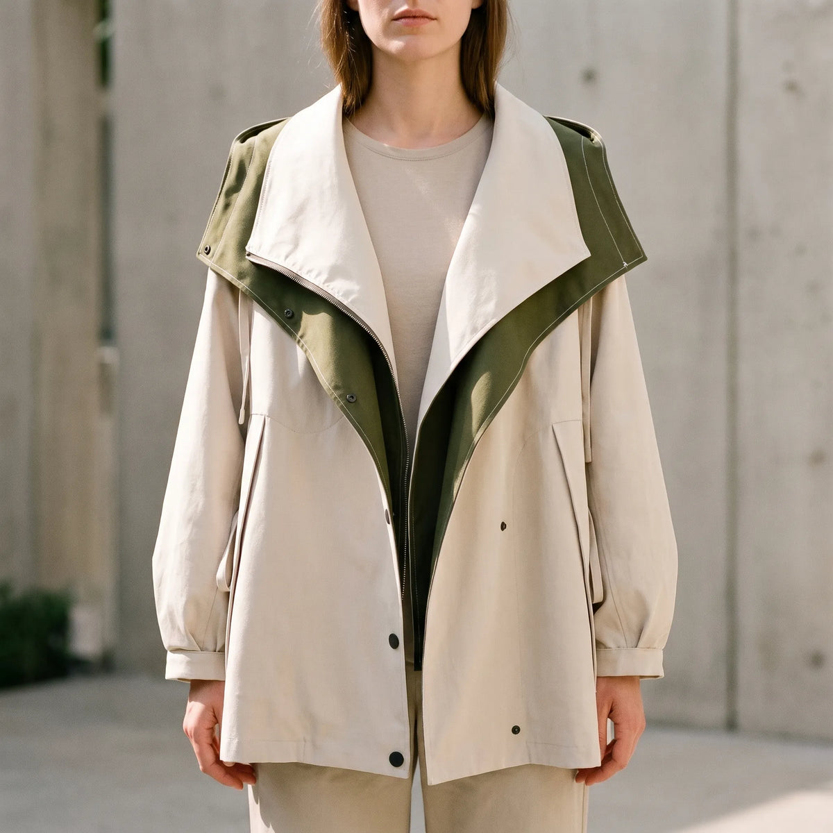DrapeWrap - Relaxed Hooded Zip Jacket Casual Layering
