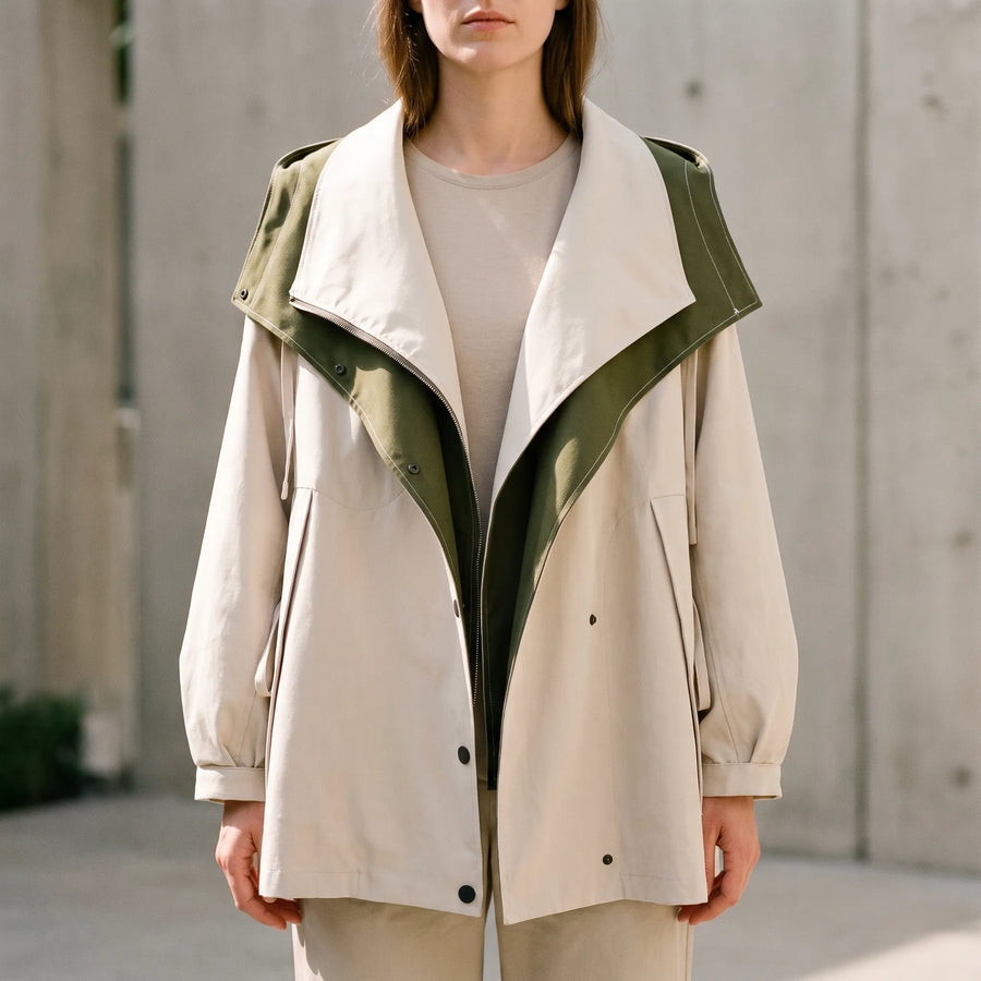 DrapeWrap - Relaxed Hooded Zip Jacket Casual Layering