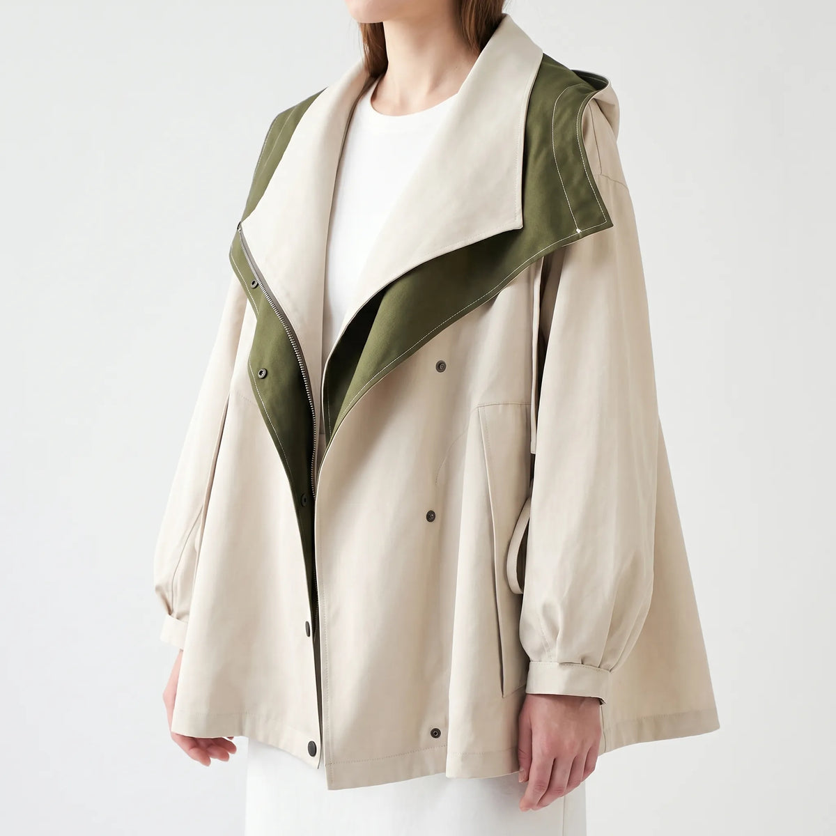 DrapeWrap - Relaxed Hooded Zip Jacket Casual Layering