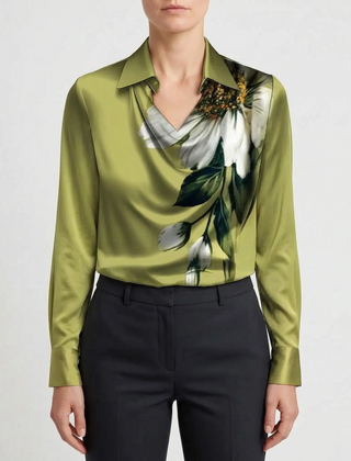 Glossique - Long Sleeve Draped Blouse Elevating Everyday Outfits