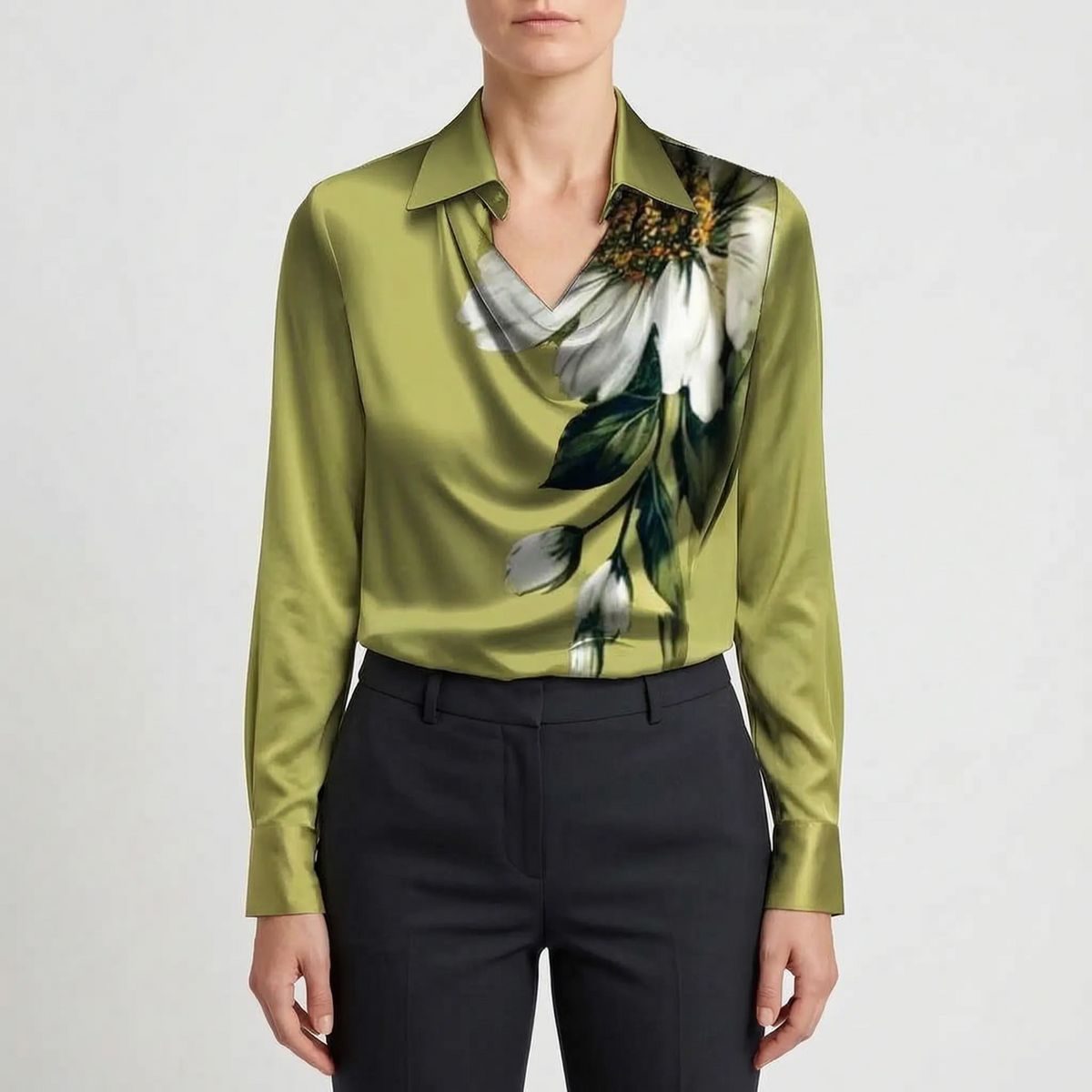 Glossique - Long Sleeve Draped Blouse Elevating Everyday Outfits