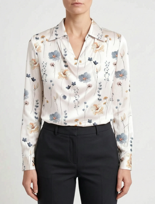 Glossique - Long Sleeve Draped Blouse Elevating Everyday Outfits