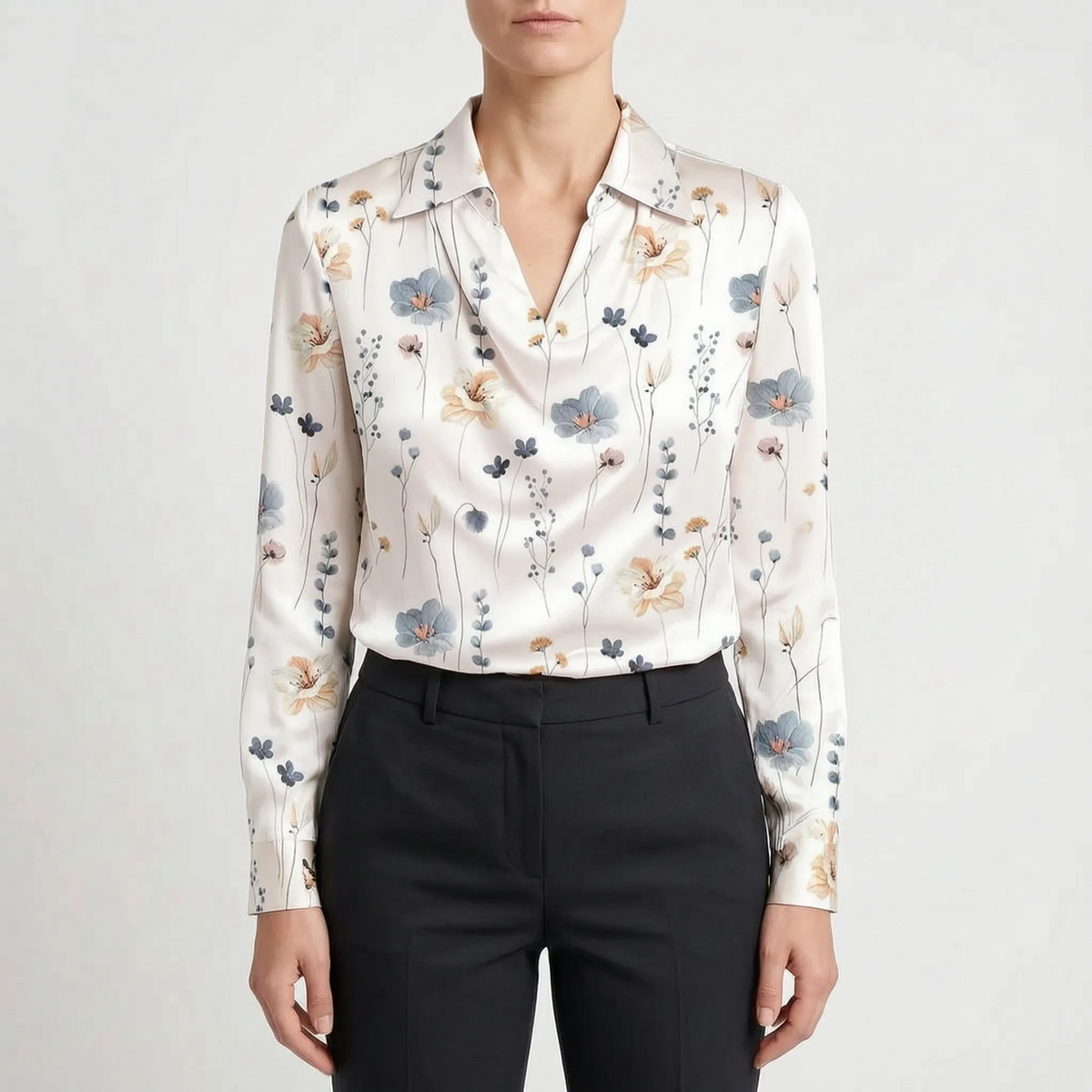 Glossique - Long Sleeve Draped Blouse Elevating Everyday Outfits