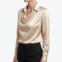 Glossique - Long Sleeve Draped Blouse Elevating Everyday Outfits