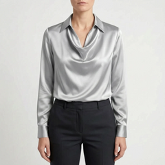 Glossique - Long Sleeve Draped Blouse Elevating Everyday Outfits