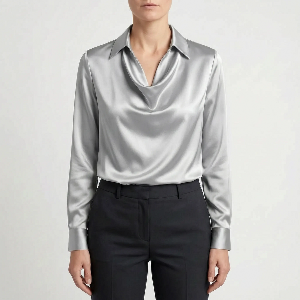 Glossique - Long Sleeve Draped Blouse Elevating Everyday Outfits