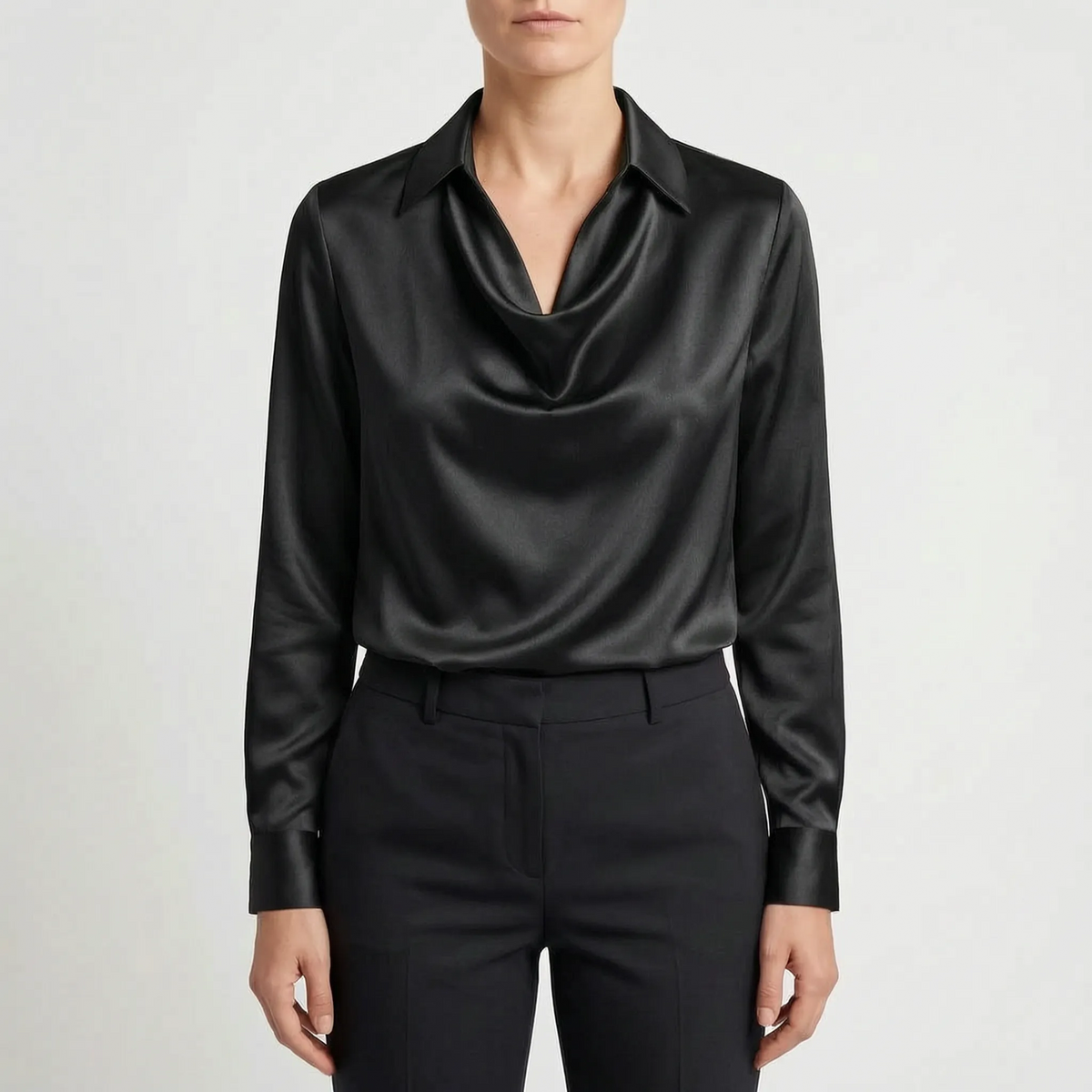 Glossique - Long Sleeve Draped Blouse Elevating Everyday Outfits