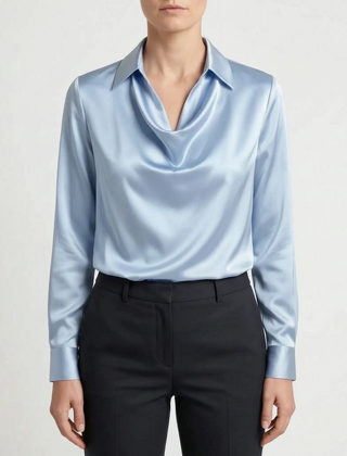 Glossique - Long Sleeve Draped Blouse Elevating Everyday Outfits