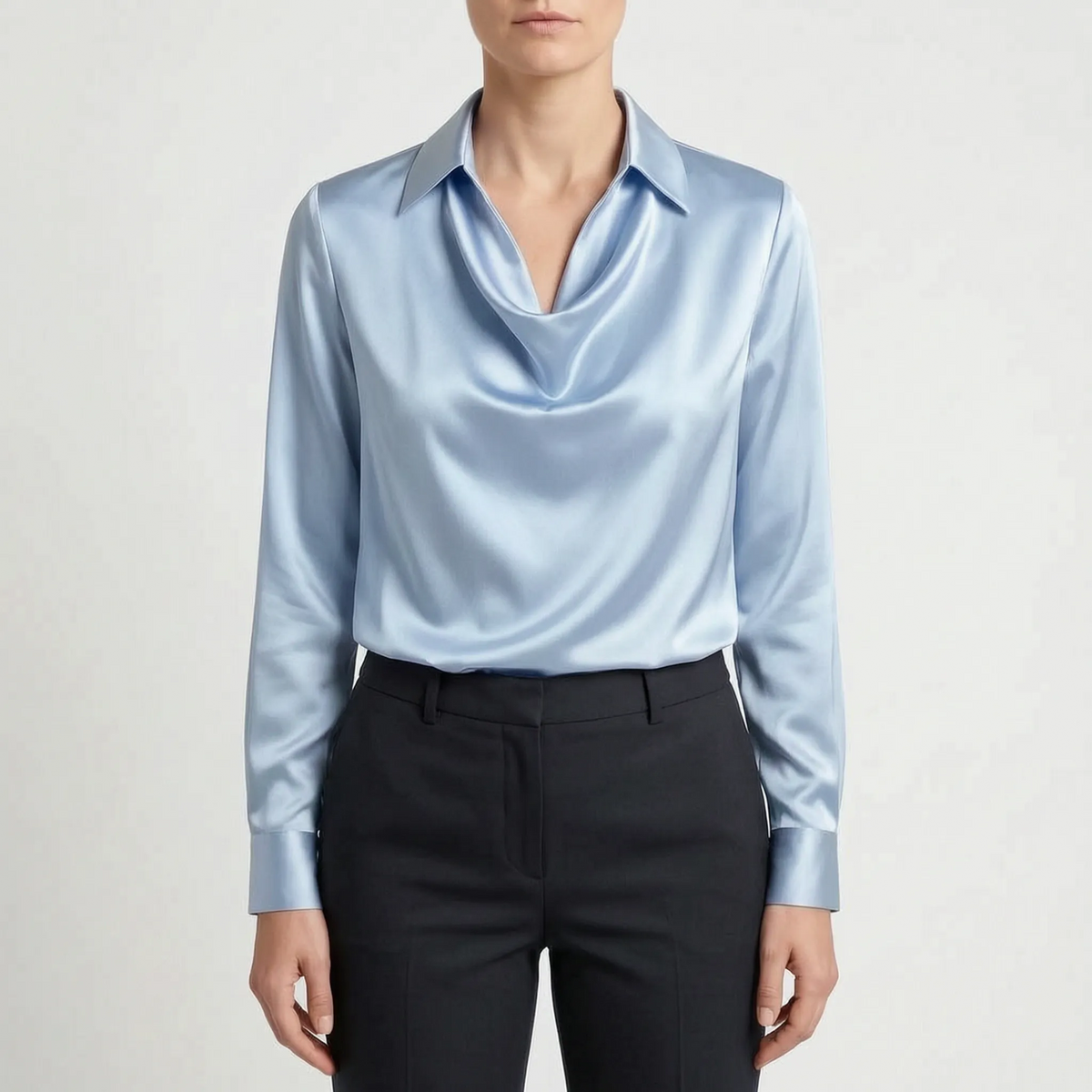 Glossique - Long Sleeve Draped Blouse Elevating Everyday Outfits