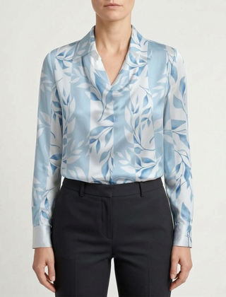 Glossique - Long Sleeve Draped Blouse Elevating Everyday Outfits