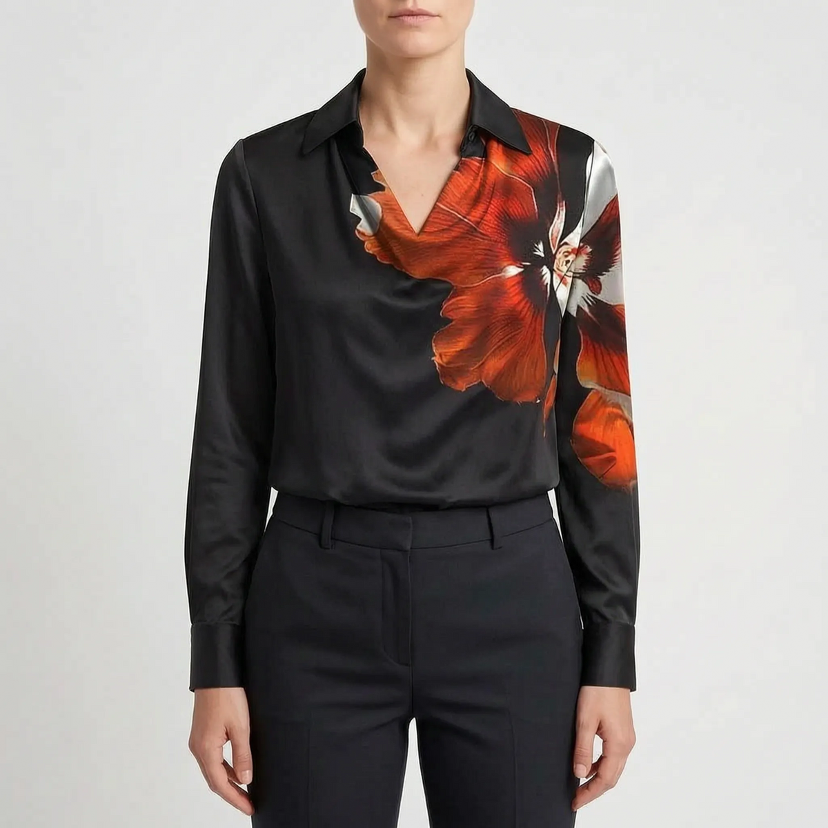 Glossique - Long Sleeve Draped Blouse Elevating Everyday Outfits