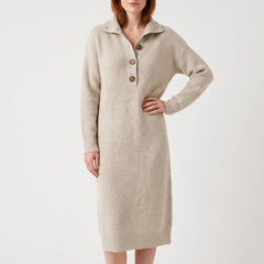 Knitly - Ribbed Knit Midi Dress Sweater Casual Office Days