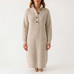 Knitly - Ribbed Knit Midi Dress Sweater Casual Office Days