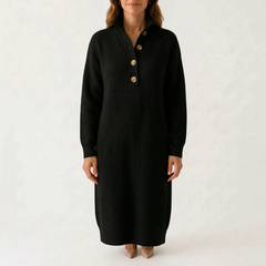 Knitly - Ribbed Knit Midi Dress Sweater Casual Office Days