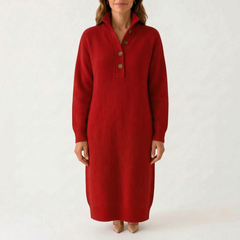 Knitly - Ribbed Knit Midi Dress Sweater Casual Office Days