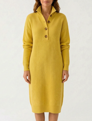 Knitly - Ribbed Knit Midi Dress Sweater Casual Office Days