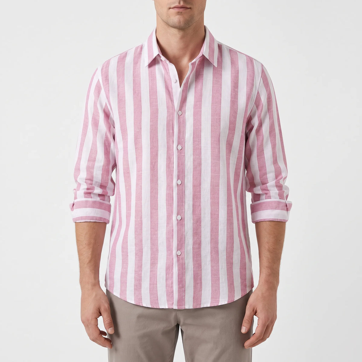 LineCraft - Classic Men's Striped Long Sleeve Shirt Everyday Styling