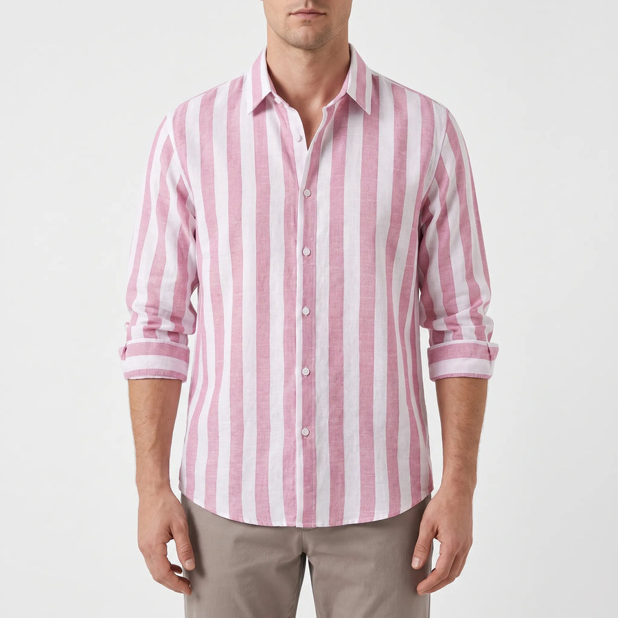 LineCraft - Classic Men's Striped Long Sleeve Shirt Everyday Styling