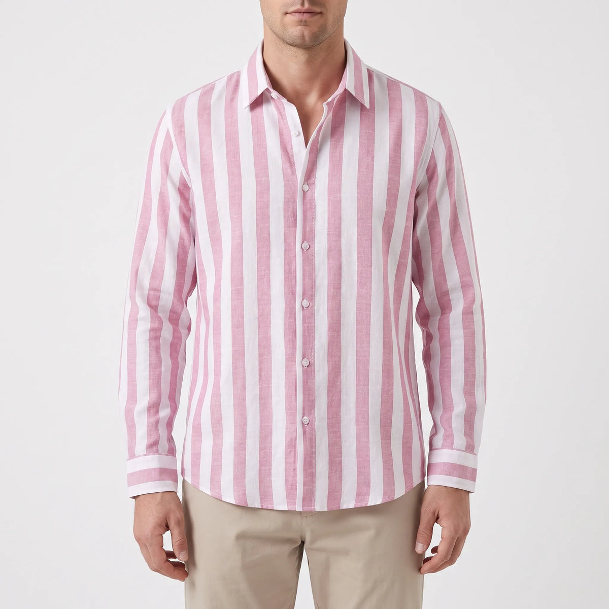 LineCraft - Classic Men's Striped Long Sleeve Shirt Everyday Styling