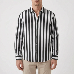 LineCraft - Classic Men's Striped Long Sleeve Shirt Everyday Styling