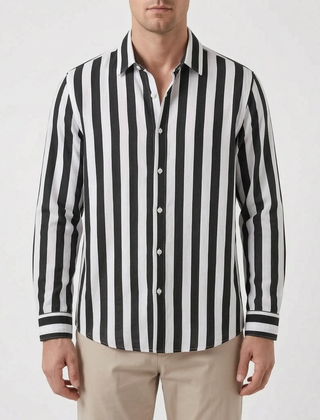 LineCraft - Classic Men's Striped Long Sleeve Shirt Everyday Styling