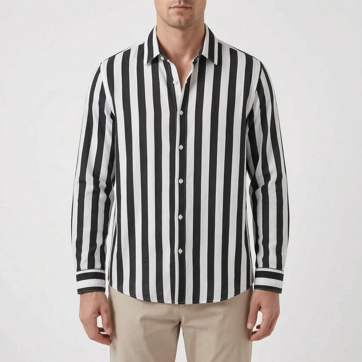 LineCraft - Classic Men's Striped Long Sleeve Shirt Everyday Styling