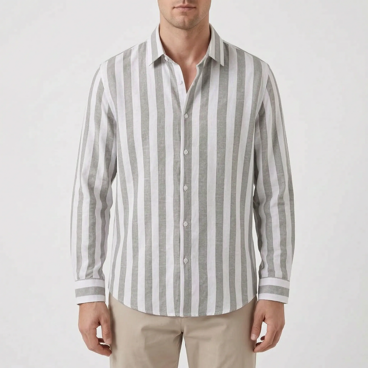 LineCraft - Classic Men's Striped Long Sleeve Shirt Everyday Styling