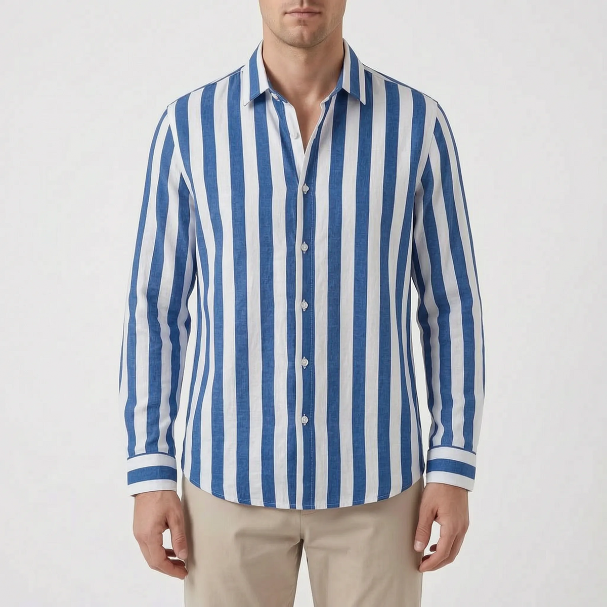 LineCraft - Classic Men's Striped Long Sleeve Shirt Everyday Styling